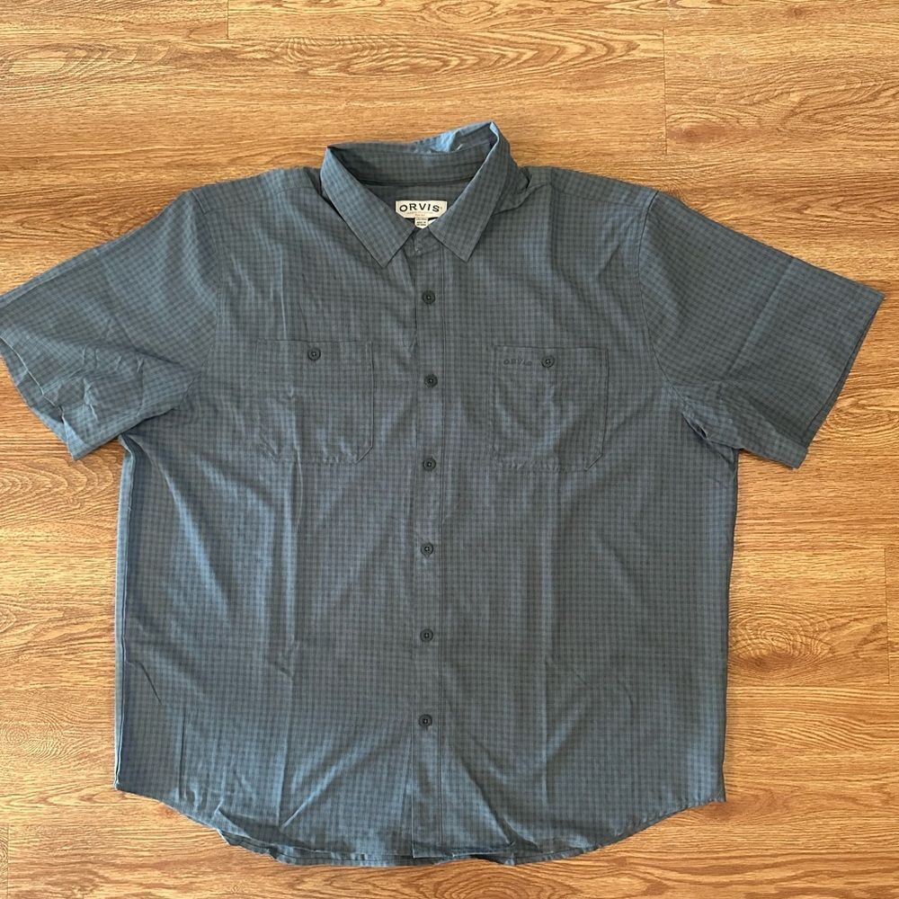 NWT Orvis Men’s UPF 30 Relaxed Fit Quick-Dry Short Sleeve Woven Shirt Green XXL - Picture 5 of 8